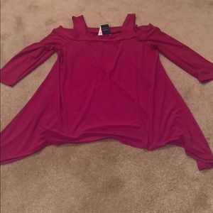 Pink cold shoulder tunic with sleeves and
